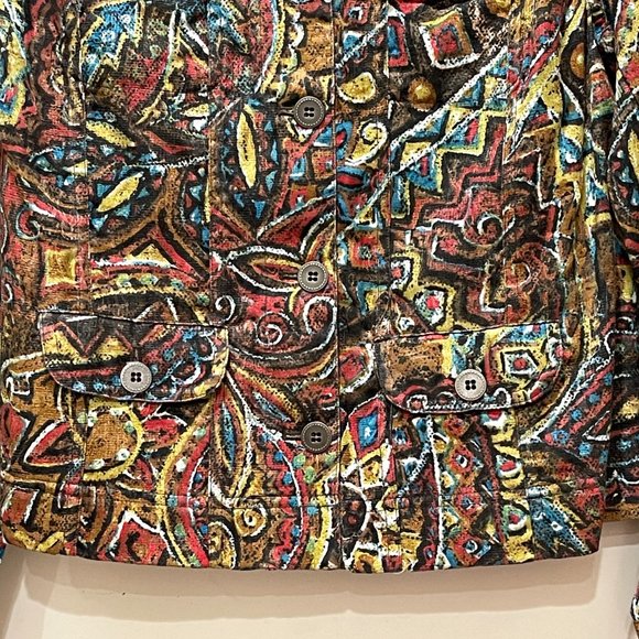 New Chico's 0 Small Fall Colors Artsy Button Jacket Top Unique Never Worn! - Picture 3 of 9
